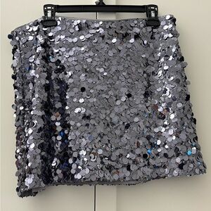 Abercrombie & Fitch Silver Sequin Mini Skirt